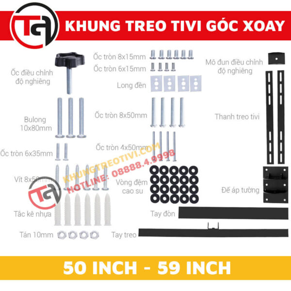 Khung Treo Tivi Góc Xoay Tâm Việt Từ 50 Inch Đến 59 Inch X55-3
