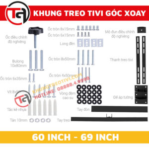 Khung Treo Tivi Góc Xoay Tâm Việt Từ 60 Inch Đến 69 Inch X65-3