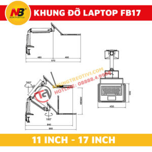 Khung Đỡ Laptop Nhập Khẩu NB-FB17-5